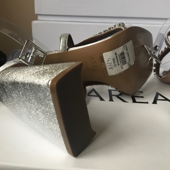 AREA Pvc & Metallic Leather Sandals In Silver - Picture 8 of 8